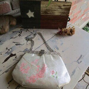 Vintage MCM Silver Floral Evening Shoulder Bag